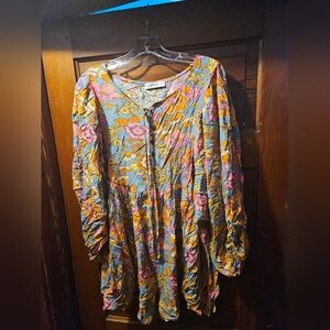 Rustty Dustty Hippie Boho Floral Button-Down Romper